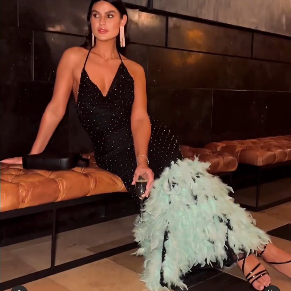 NWT River island maxi feather slip dress. SEE VIDEO ATTACHED